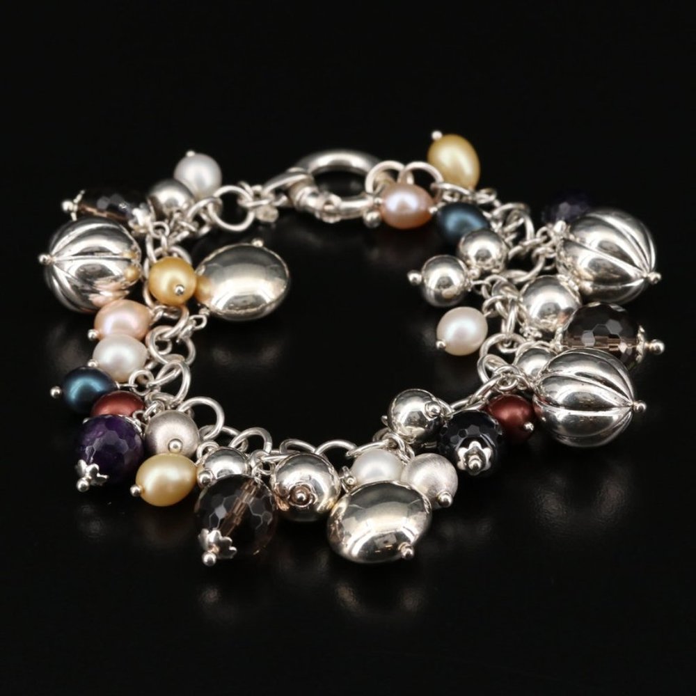 Milor Sterling Silver Quartz, Amethyst, & Pearls